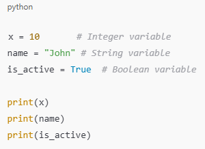 variables in  python